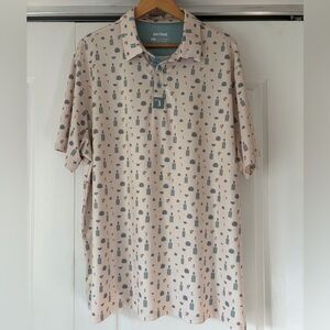 Bogey Bros Golf Polo Shirt Mens 2XL Bottle Print Performance Stretch Casual